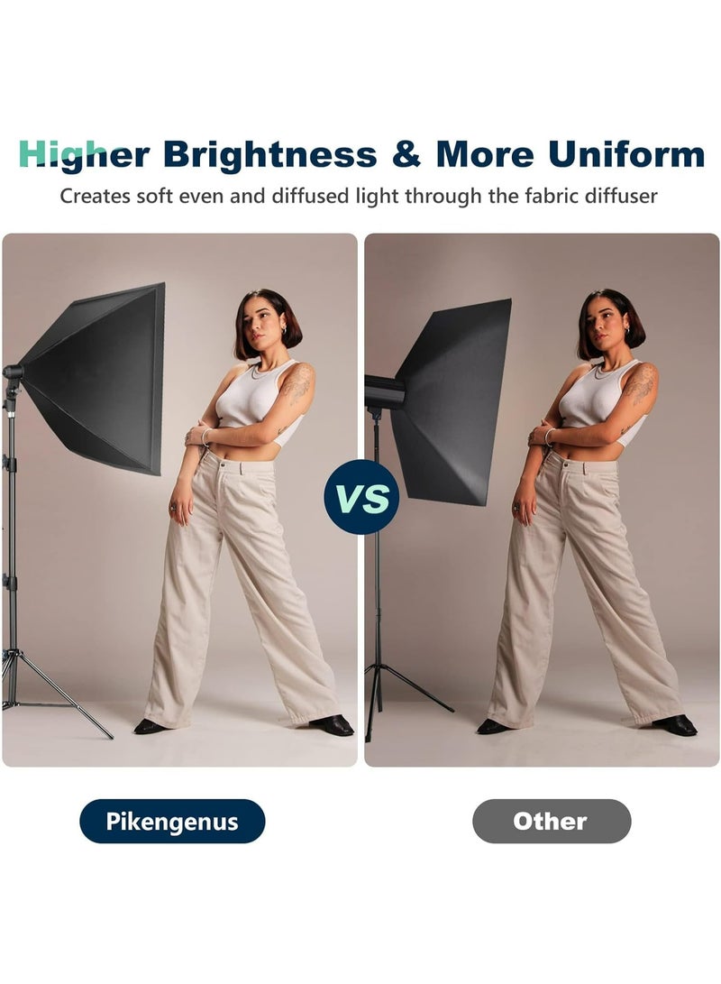 بيكنجينوس 【مجموعة إضاءة سوفت بوكس تعادل 950 واط】 مقاس الصندوق 24 × 24 بوصة، درجة حرارة اللون قابلة للتعديل من 3200K إلى 6500K، أضواء استوديو مناسبة للتصوير/التسجيل/البث المباشر/التصوير الشخصي (علبتين) - Image 2