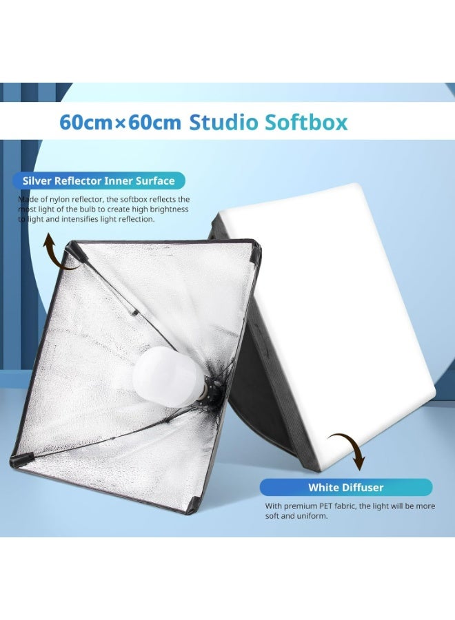 بيكنجينوس 【مجموعة إضاءة سوفت بوكس تعادل 950 واط】 مقاس الصندوق 24 × 24 بوصة، درجة حرارة اللون قابلة للتعديل من 3200K إلى 6500K، أضواء استوديو مناسبة للتصوير/التسجيل/البث المباشر/التصوير الشخصي (علبتين) - Image 4