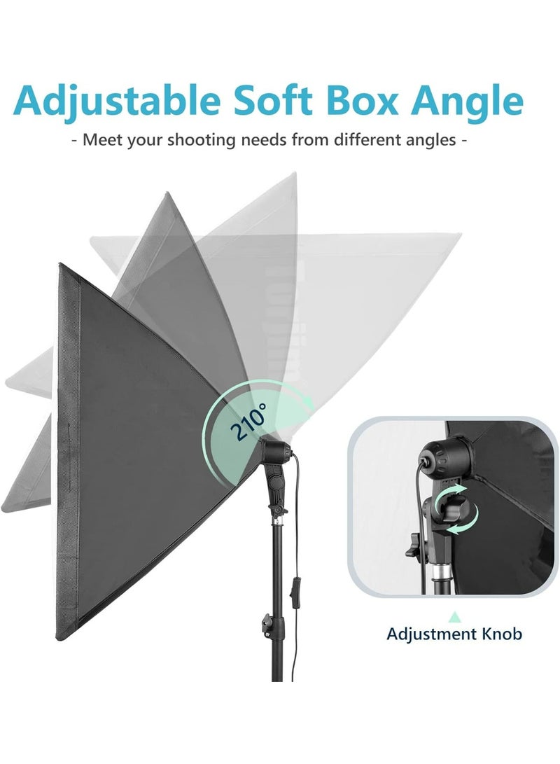 بيكنجينوس 【مجموعة إضاءة سوفت بوكس تعادل 950 واط】 مقاس الصندوق 24 × 24 بوصة، درجة حرارة اللون قابلة للتعديل من 3200K إلى 6500K، أضواء استوديو مناسبة للتصوير/التسجيل/البث المباشر/التصوير الشخصي (علبتين) - Image 5