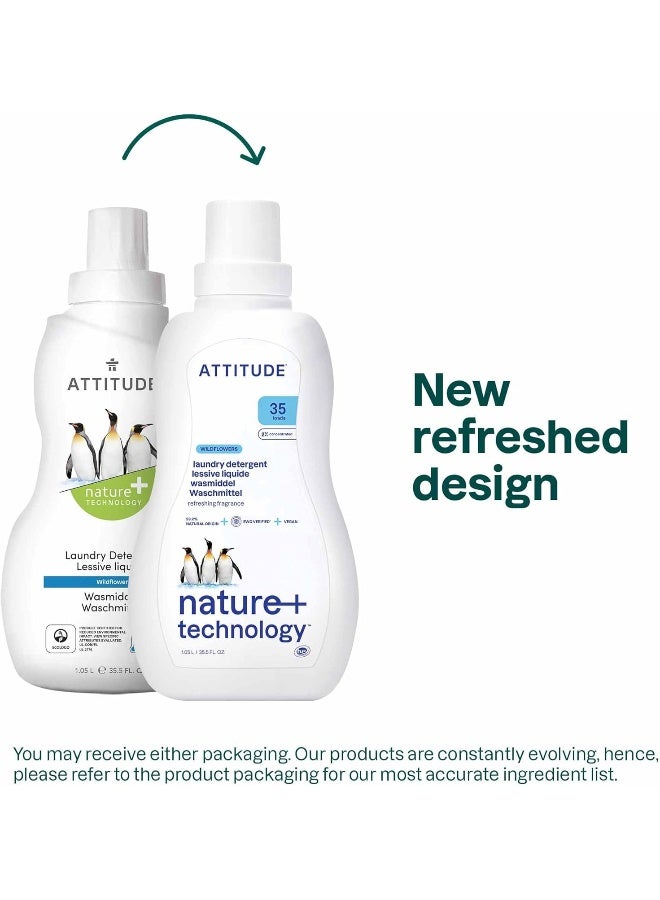 ATTITUDE Liquid Laundry Detergent, EWG Verified, HE Compatible, Plant-Based & Vegan, Natural Laundry Soap, Wildflowers Scent, 35 Loads, 35.5 Fl Oz - Image 2