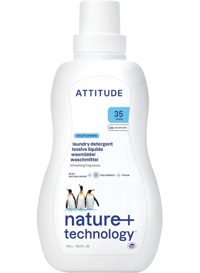ATTITUDE Liquid Laundry Detergent, EWG Verified, HE Compatible, Plant-Based & Vegan, Natural Laundry Soap, Wildflowers Scent, 35 Loads, 35.5 Fl Oz - Image 1