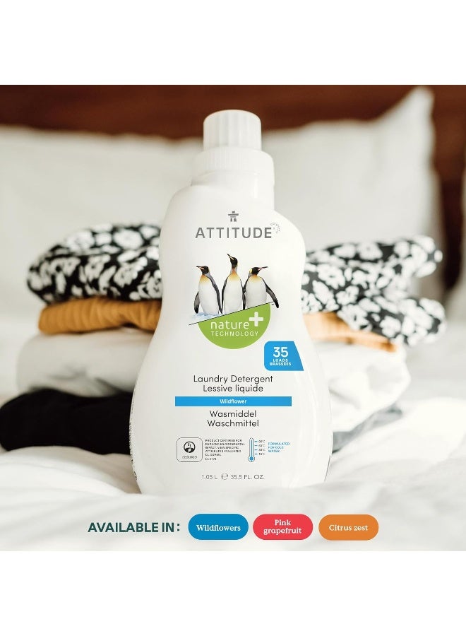 ATTITUDE Liquid Laundry Detergent, EWG Verified, HE Compatible, Plant-Based & Vegan, Natural Laundry Soap, Wildflowers Scent, 35 Loads, 35.5 Fl Oz - Image 3