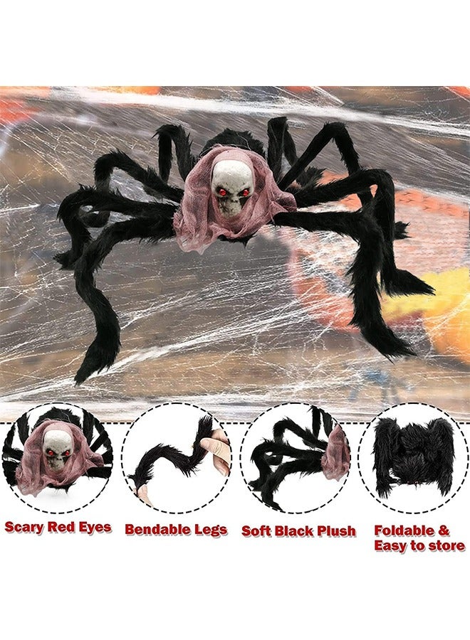 JCB CHIC 3pcs Halloween Decorations Spiders, Large Spiders Decorations Realistic Giant Scary Hairy Spiders Halloween Decor for Indoor Outdoor Yard Lawn Wall Home Porch House - Image 3