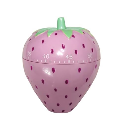 MonLiya Cute Fruit Cookie Kitchen Timer | Novelty Manual Cooking Alarm | Fun Shaped Mechanical Strawberry Windup for Home Desktop Decor - Image 1