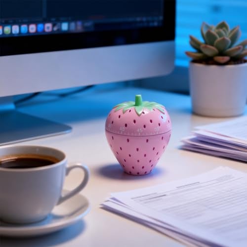MonLiya Cute Fruit Cookie Kitchen Timer | Novelty Manual Cooking Alarm | Fun Shaped Mechanical Strawberry Windup for Home Desktop Decor - Image 5