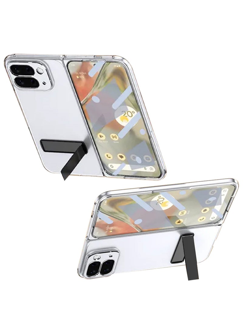 Fold Case Clear TPU for Google Pixel 10 Pro  with Screen Protector - Anti-Yellowing Crystal Slim Phone Cover with Bracket Kickstand - Image 1