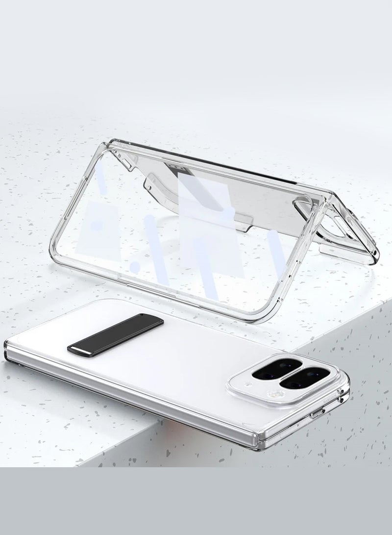 Fold Case Clear TPU for Google Pixel 10 Pro  with Screen Protector - Anti-Yellowing Crystal Slim Phone Cover with Bracket Kickstand - Image 4