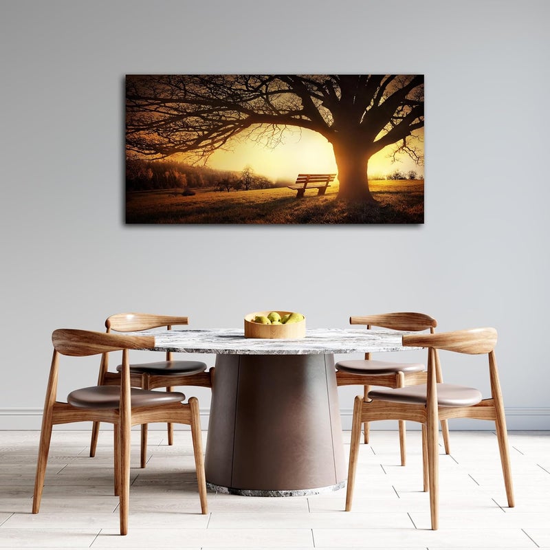 Muolunna Wall Art Decor Canvas Print Picture Big Trees in Sunset 1 Panel Golden Sunset Forest Natural Landscape Painting Artwork for Living Room Bedroom Office Home Wall Decor Framed Ready to Hang - Image 4