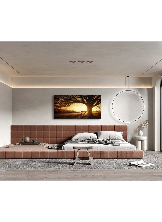 Muolunna Wall Art Decor Canvas Print Picture Big Trees in Sunset 1 Panel Golden Sunset Forest Natural Landscape Painting Artwork for Living Room Bedroom Office Home Wall Decor Framed Ready to Hang - Image 3