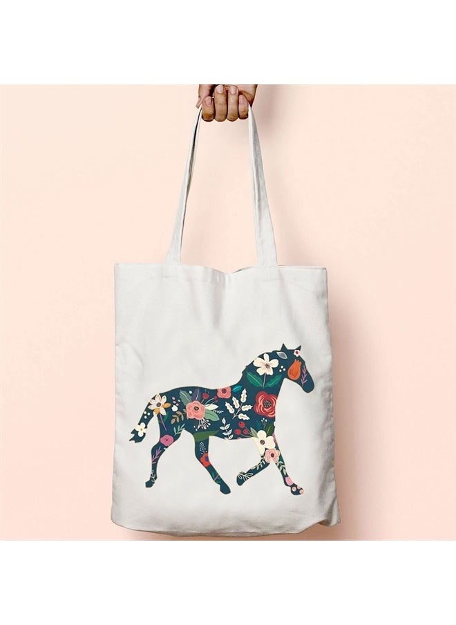 TOBGBE Horse Gift Horse Lover Tote Bag Inspirational Horse Gift for Women Floral Horse Bag Equestrian Gift (Floral Horse Tote)  - Image 4