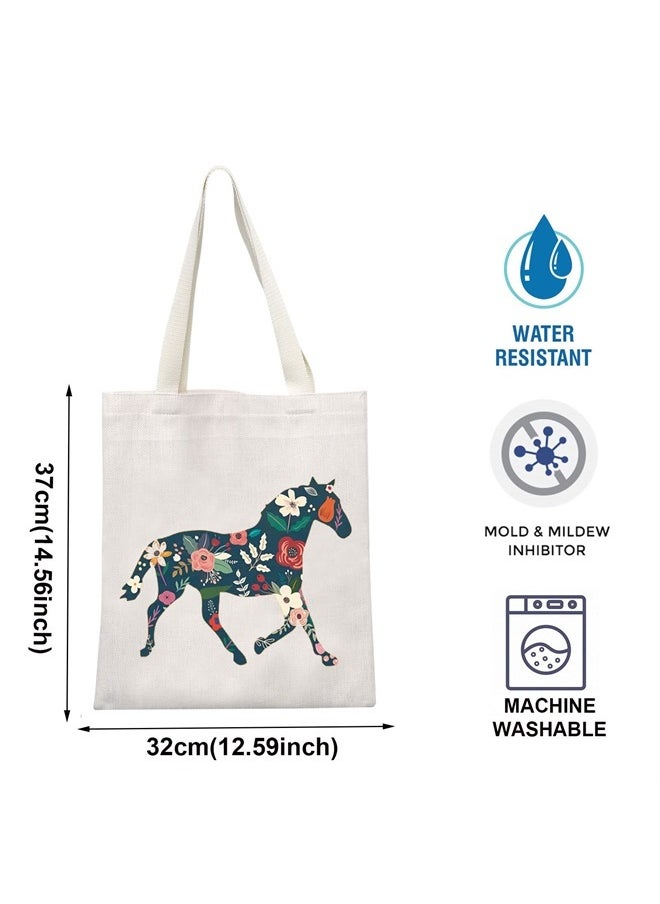 TOBGBE Horse Gift Horse Lover Tote Bag Inspirational Horse Gift for Women Floral Horse Bag Equestrian Gift (Floral Horse Tote)  - Image 2