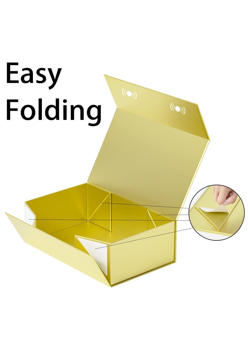 3 Pieces Gold Gift Box with Lid Gift Box ( 30.4 x 15.2 x 10.2 cm), Rectangular Foldable,Suitable for Bridesmaid Proposal Box,Wedding,Ramadan, Christmas,Halloween, Birthday Gift Packaging - Image 2