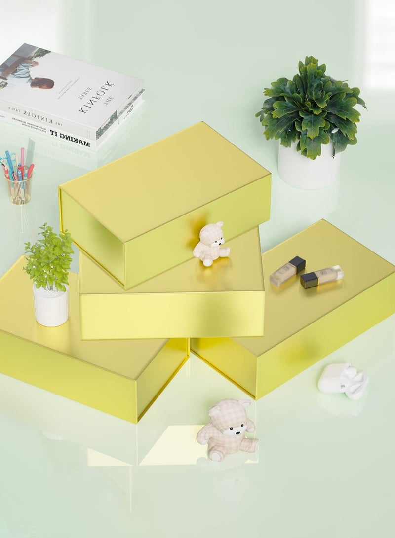 3 Pieces Gold Gift Box with Lid Gift Box ( 30.4 x 15.2 x 10.2 cm), Rectangular Foldable,Suitable for Bridesmaid Proposal Box,Wedding,Ramadan, Christmas,Halloween, Birthday Gift Packaging - Image 3