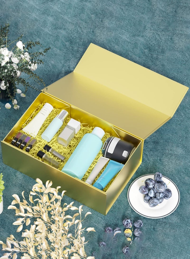 3 Pieces Gold Gift Box with Lid Gift Box ( 30.4 x 15.2 x 10.2 cm), Rectangular Foldable,Suitable for Bridesmaid Proposal Box,Wedding,Ramadan, Christmas,Halloween, Birthday Gift Packaging - Image 4