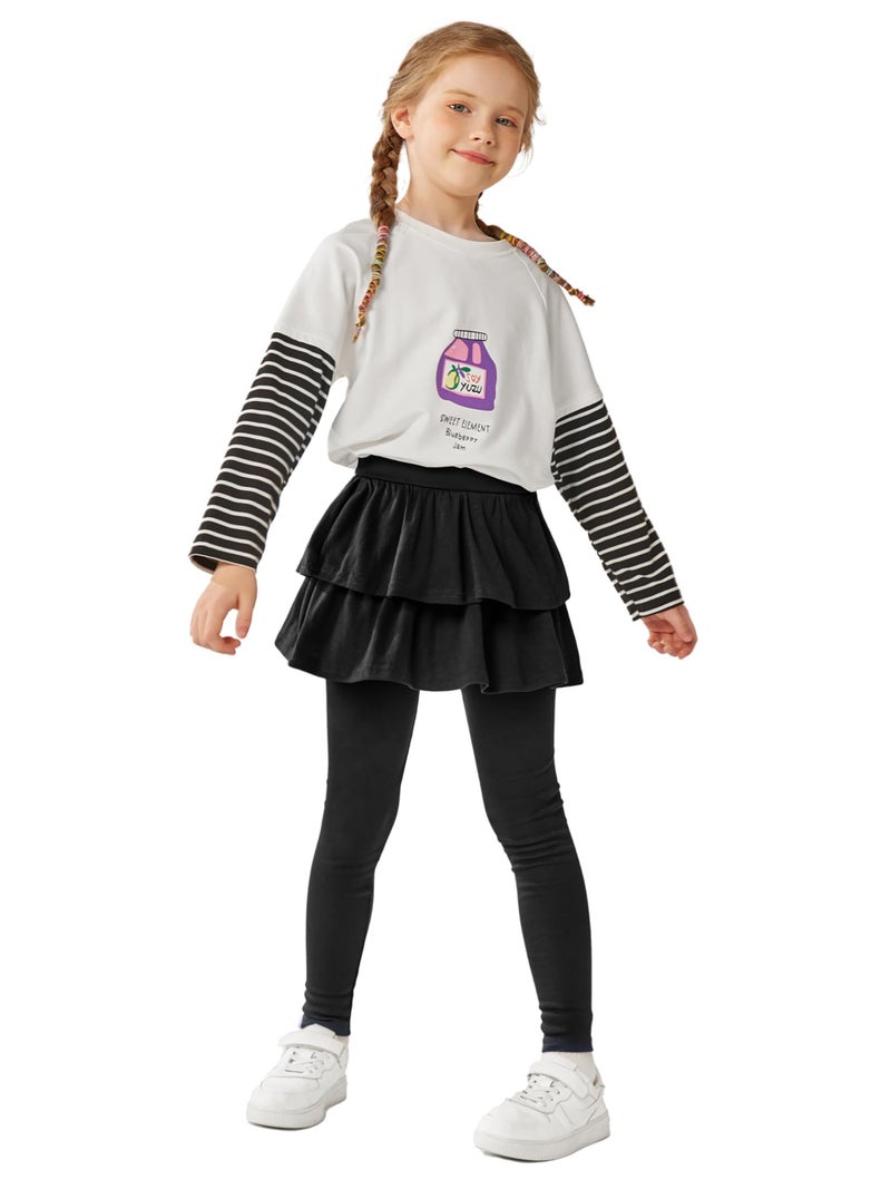 Resinta 3 Pack Girls School Uniform Pants Girls Leggings with Skirt Winter Warm Leggings 4-14 Years - Image 5