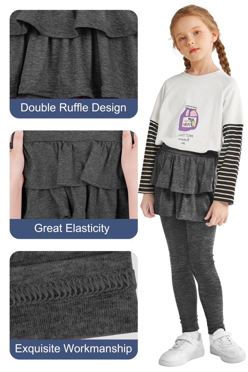Resinta 3 Pack Girls School Uniform Pants Girls Leggings with Skirt Winter Warm Leggings 4-14 Years - Image 4