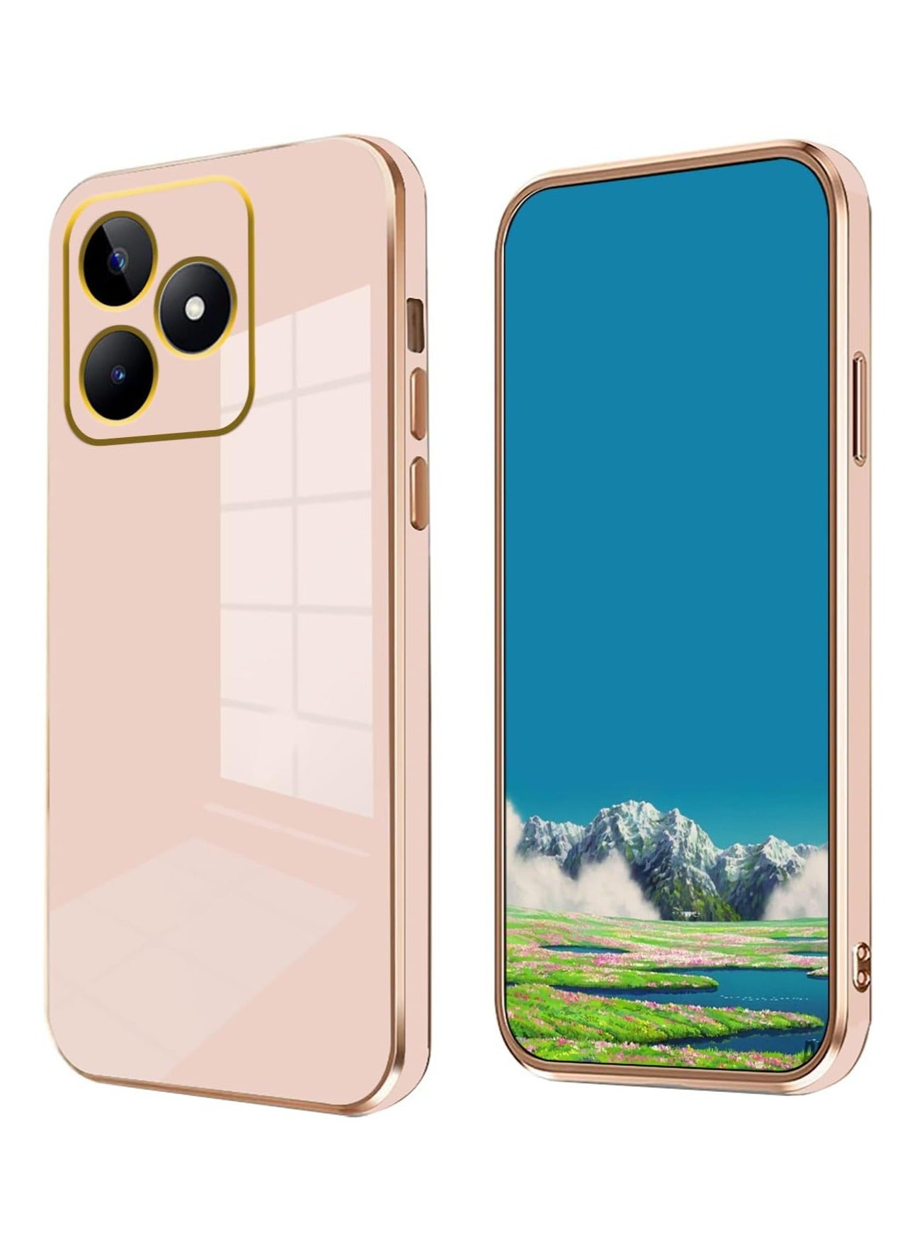 Compatible with Honor 400 Lite cover, smooth veneer gold plated chrome,Pink Thin and smooth shock-proof full protection Honor 400 Lite case(Pink)