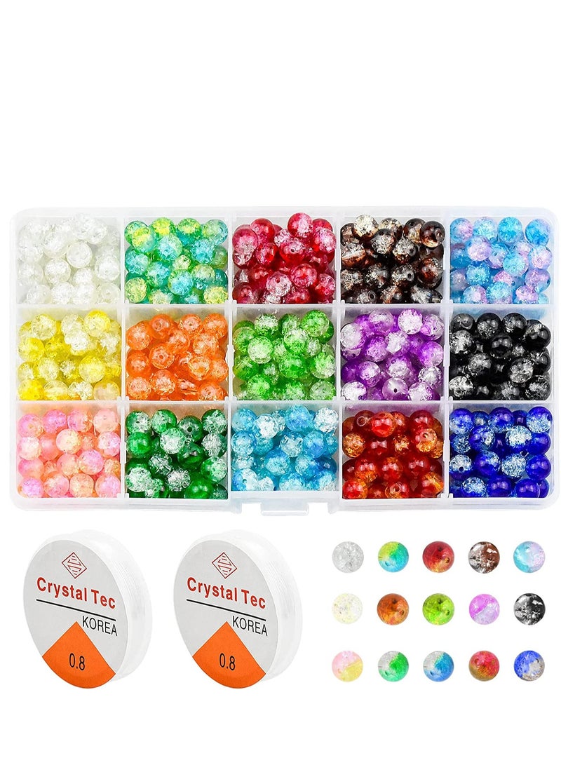 SYOSI 450 قطعة خرز لؤلؤ لصنع المجوهرات، لؤلؤ زجاجي دائري ملون مفكوك لصنع المجوهرات 15 لون مختلط - Image 1