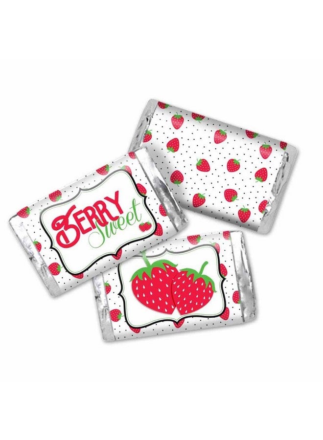 Amanda Creation Strawberry Berry Sweet Celebration Birthday Party Miniature Chocolate Candy Bar Sticker Wrappers For Kids 45 Wrap Around Labels Sized 1.4" X 2.6" By Amandacreation Great For Party Favors & Goodie Bags - Image 2