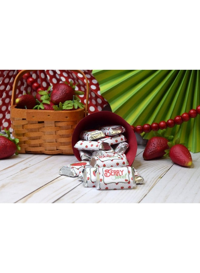 Amanda Creation Strawberry Berry Sweet Celebration Birthday Party Miniature Chocolate Candy Bar Sticker Wrappers For Kids 45 Wrap Around Labels Sized 1.4" X 2.6" By Amandacreation Great For Party Favors & Goodie Bags - Image 5