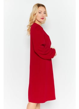 Kasper  Women Textured Wrap Dress, Red  - Image 3