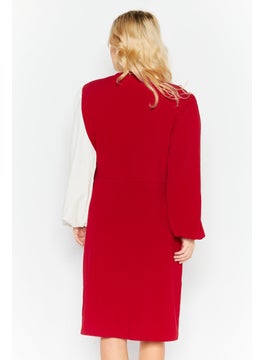 Kasper  Women Textured Wrap Dress, Red  - Image 4