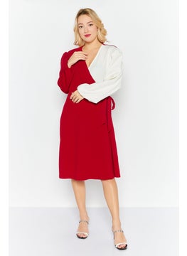 Kasper  Women Textured Wrap Dress, Red  - Image 2