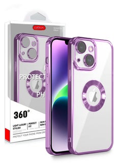 COBLUE Luxury Clear Plating Soft Case Cover With MagSafe Wireless Charging Function For Apple iPhone 14 Purple  - Image 5
