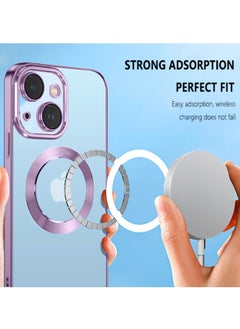 COBLUE Luxury Clear Plating Soft Case Cover With MagSafe Wireless Charging Function For Apple iPhone 14 Purple  - Image 4