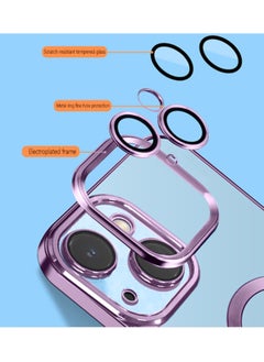 COBLUE Luxury Clear Plating Soft Case Cover With MagSafe Wireless Charging Function For Apple iPhone 14 Purple  - Image 2