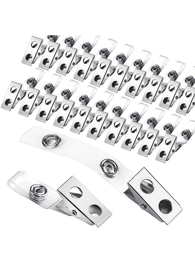 Easytle 30 Pcs Metal Badge Clips With Clear Pvc Straps Id Strap Clip Id Badge Clip Double Holes Badge Clips Id Clips For Badges Name Tag Clips Metal Clips For Id Cards Badge Holders Work Badges  - Image 1