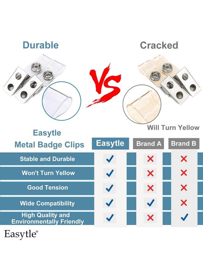 Easytle 30 Pcs Metal Badge Clips With Clear Pvc Straps Id Strap Clip Id Badge Clip Double Holes Badge Clips Id Clips For Badges Name Tag Clips Metal Clips For Id Cards Badge Holders Work Badges  - Image 3