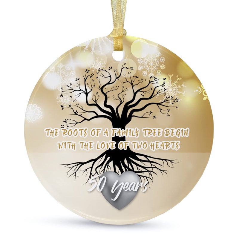 50th Anniversary Wedding Ornament 2025 Christmas Hanging for Couple50 Years as Mr and MrsXmas Wedding Gift for ParentsCeramic Ornament for 50th HusbandWife Married 29