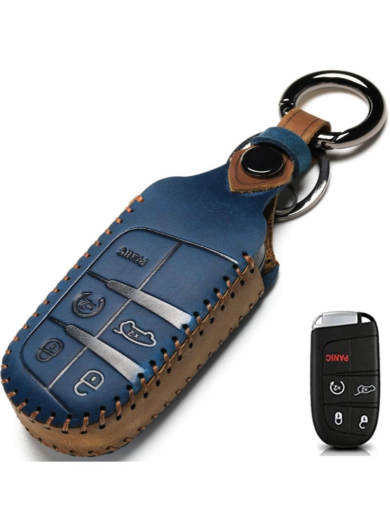 NOSKIN Leather Car Key Fob Cover Compatible with Jeep Keyless Remote Control Grand Cherokee Dodge Challenger Charger Dart Durango Journey Chrysler 200 300 Fiat etc - Image 1