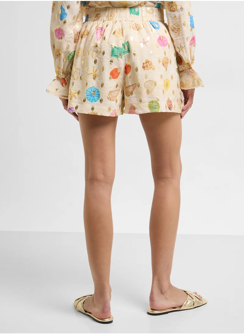 نيفر فولي دريسد Printed High Waist Shorts