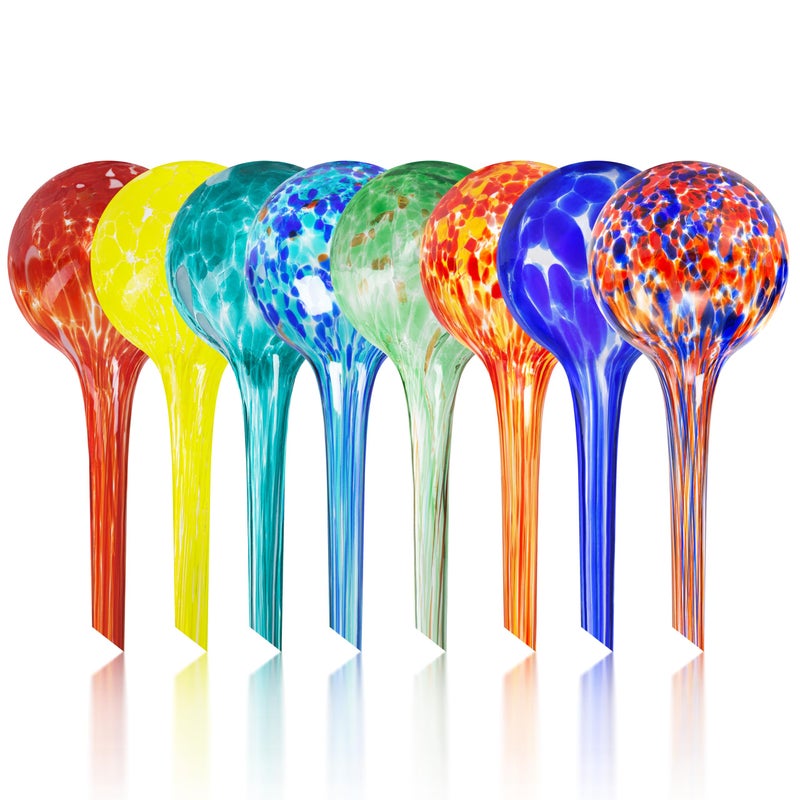 Mission Gallery Plant Watering Globes Set of 8 - Small Self Watering Globes for Indoor & Outdoor Plants - Multicolored, Automatic, Glass Watering Bulbs for Daily Use, Plant Watering Devices - Image 1
