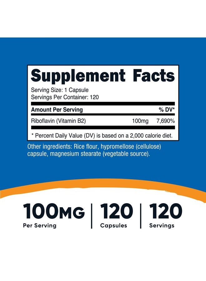 Nutricost Vitamin B2 (Riboflavin) 100mg, 120 Capsules - Gluten Free and Non-GMO  - Image 2