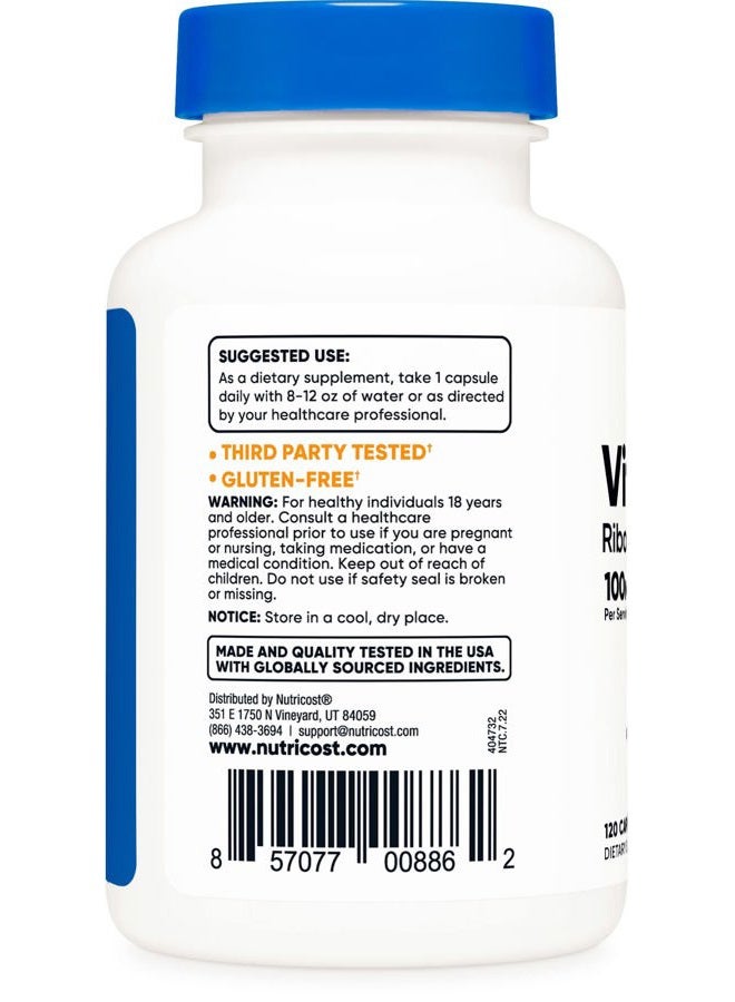 Nutricost Vitamin B2 (Riboflavin) 100mg, 120 Capsules - Gluten Free and Non-GMO  - Image 4