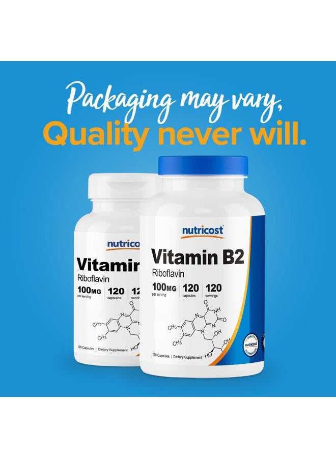 Nutricost Vitamin B2 (Riboflavin) 100mg, 120 Capsules - Gluten Free and Non-GMO  - Image 3