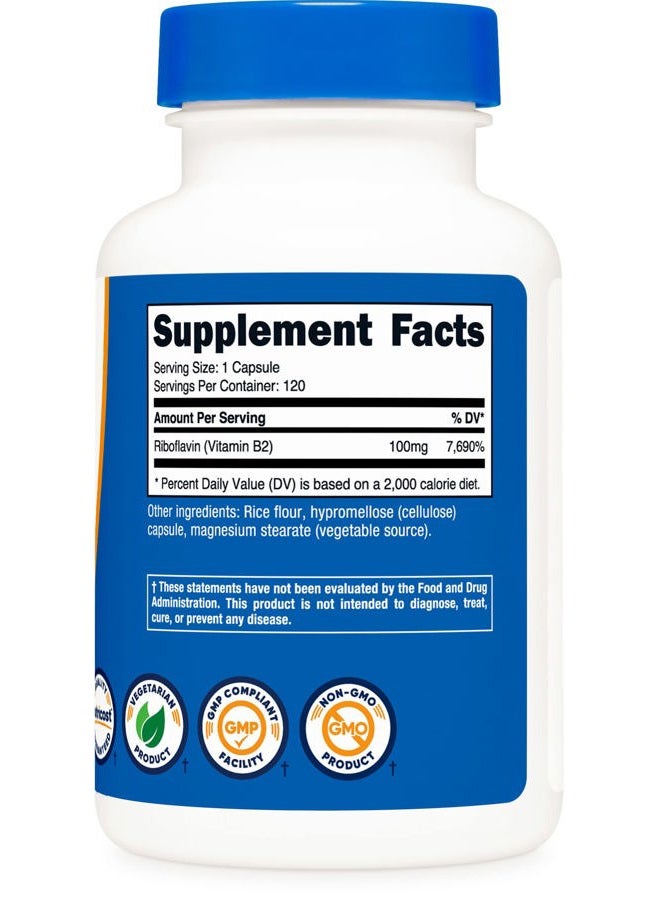 Nutricost Vitamin B2 (Riboflavin) 100mg, 120 Capsules - Gluten Free and Non-GMO  - Image 5