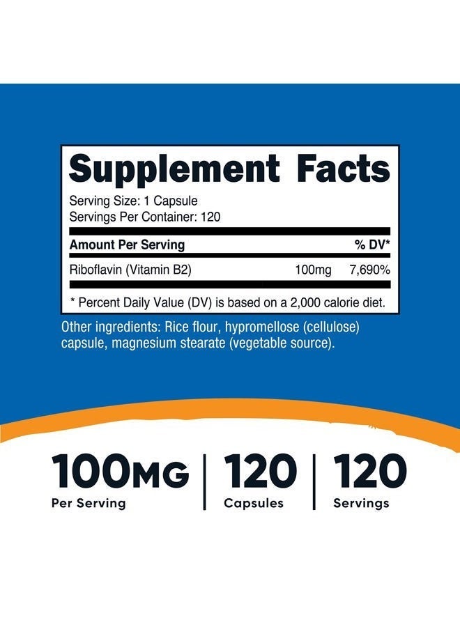 Nutricost Vitamin B2 (Riboflavin) 100mg, 120 Capsules - Gluten Free and Non-GMO - Image 4