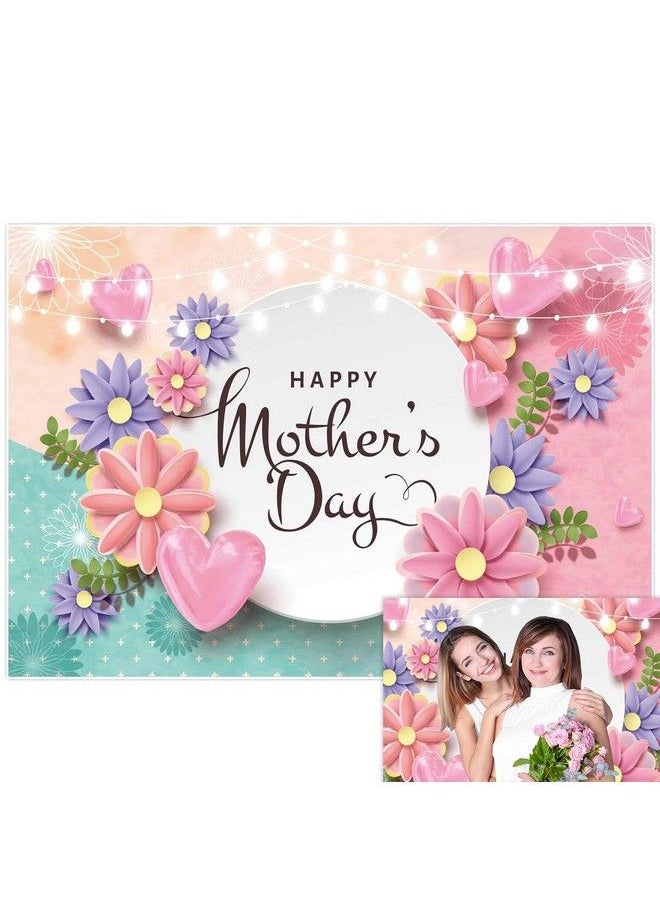 Allenjoy - 7X5Ft Happy Mother'S Day Backdrop Glitter Pink Love Heart Flower Photography Background For Woman New Mom Lady Grandma Artist Festival Celebration Party Decor Banner Portrait Photo Booth Prop - Image 1