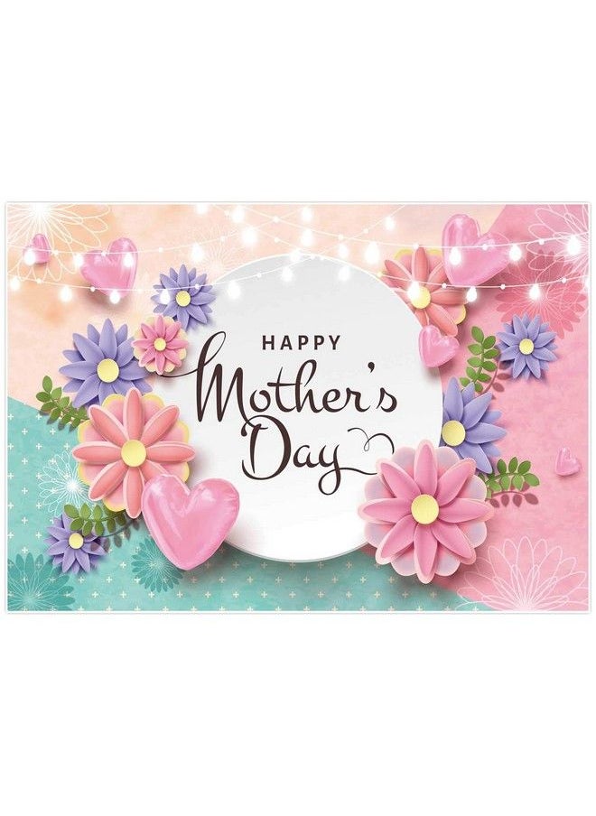 Allenjoy - 7X5Ft Happy Mother'S Day Backdrop Glitter Pink Love Heart Flower Photography Background For Woman New Mom Lady Grandma Artist Festival Celebration Party Decor Banner Portrait Photo Booth Prop - Image 1