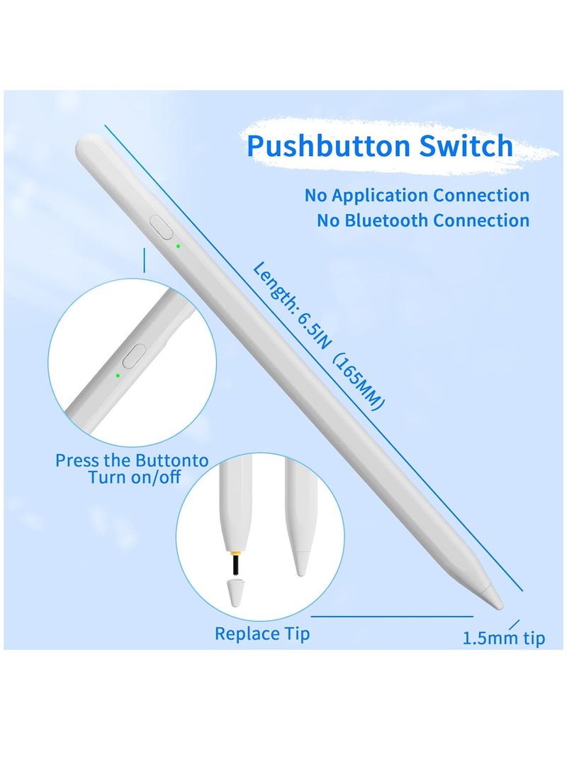 Generic - Stylus Pen for Touch Screens, iPad Universal Thin Tip with Magnetic Adsorption Compatible with iPhone - - Samsung - Android - Tablets and Other Screens White - Image 1