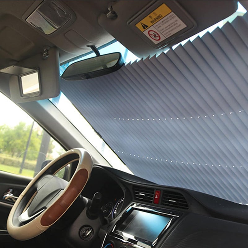 klarako Retractable Windshield Sun Shade for Car, Automatic Retractable Rear Car Shade Visor With Suction Cups, Sun Visor Protector Blocks UV Rays Keep Your Vehicle Cool, Fits Windshields Of Various (Purple) - Image 2