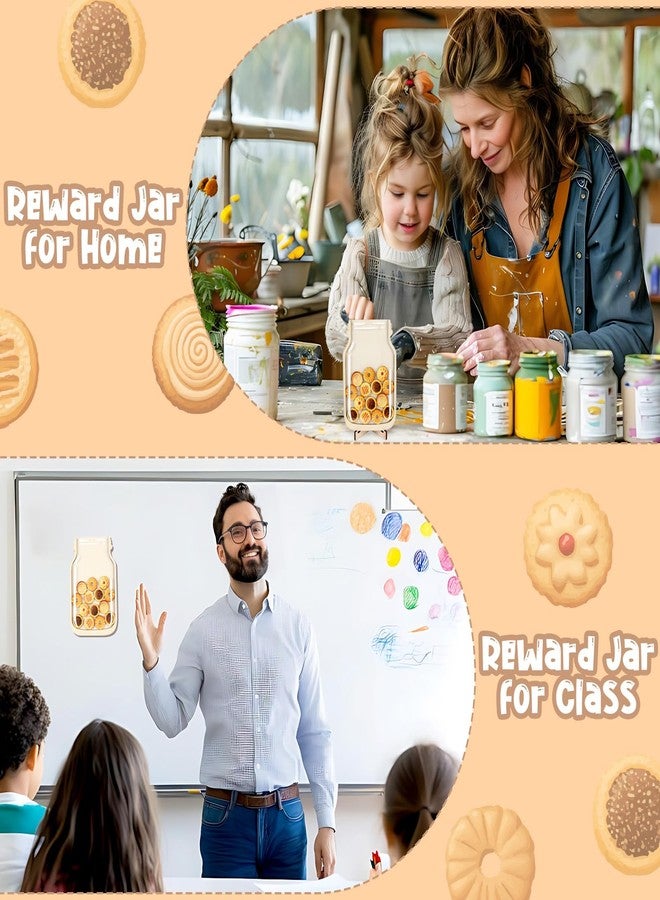 CORNER LACE Cookies Reward Jar for Kids, Magnetic Positive Behavior Jar with 25pcs Wooden Desserts Cutouts, Management Tools for Parents Student Teacher School Classroom Home - Image 2