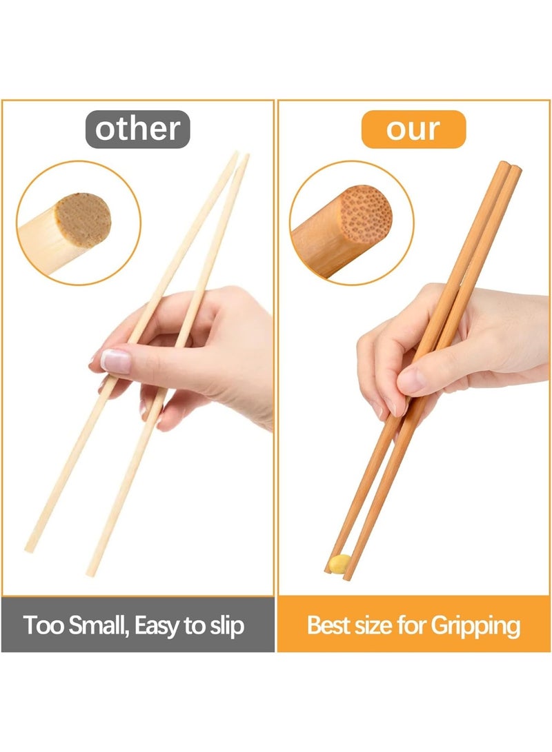 FALMER 100 Pieces Reusable Bamboo Chopsticks, 9.5 Inch Natural Uncoated Non-Slip, Large Lightweight Wooden Chopsticks for Home, Restaurants, Parties, Sushi, Noodles - Image 3