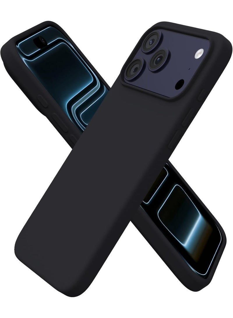 Liquid Silicon iPhone 17 Pro  Case Slim-Soft Shockproof Protective with Microfiber Lining iPhone 17 Pro 2025 Silicon Case - Black - Image 1