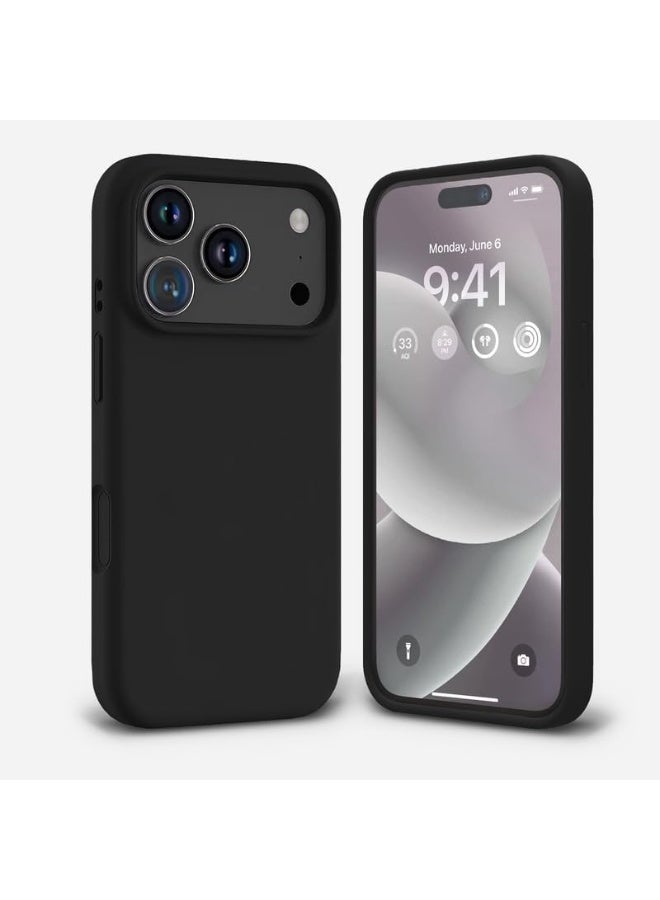 Liquid Silicon iPhone 17 Pro  Case Slim-Soft Shockproof Protective with Microfiber Lining iPhone 17 Pro 2025 Silicon Case - Black - Image 2