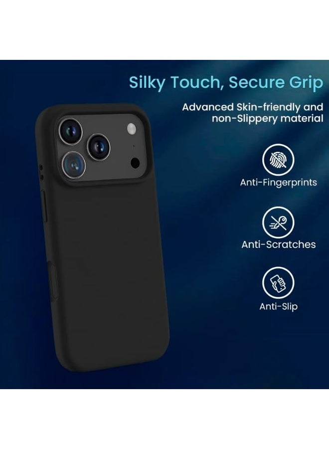 Liquid Silicon iPhone 17 Pro  Case Slim-Soft Shockproof Protective with Microfiber Lining iPhone 17 Pro 2025 Silicon Case - Black - Image 4